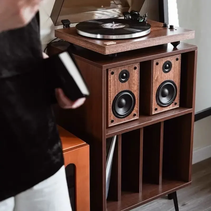 طاولة بجانب السرير سميكة ومتعددة الوظائف على الطراز الياباني، وغرفة معيشة، ورف فونوغراف استريو