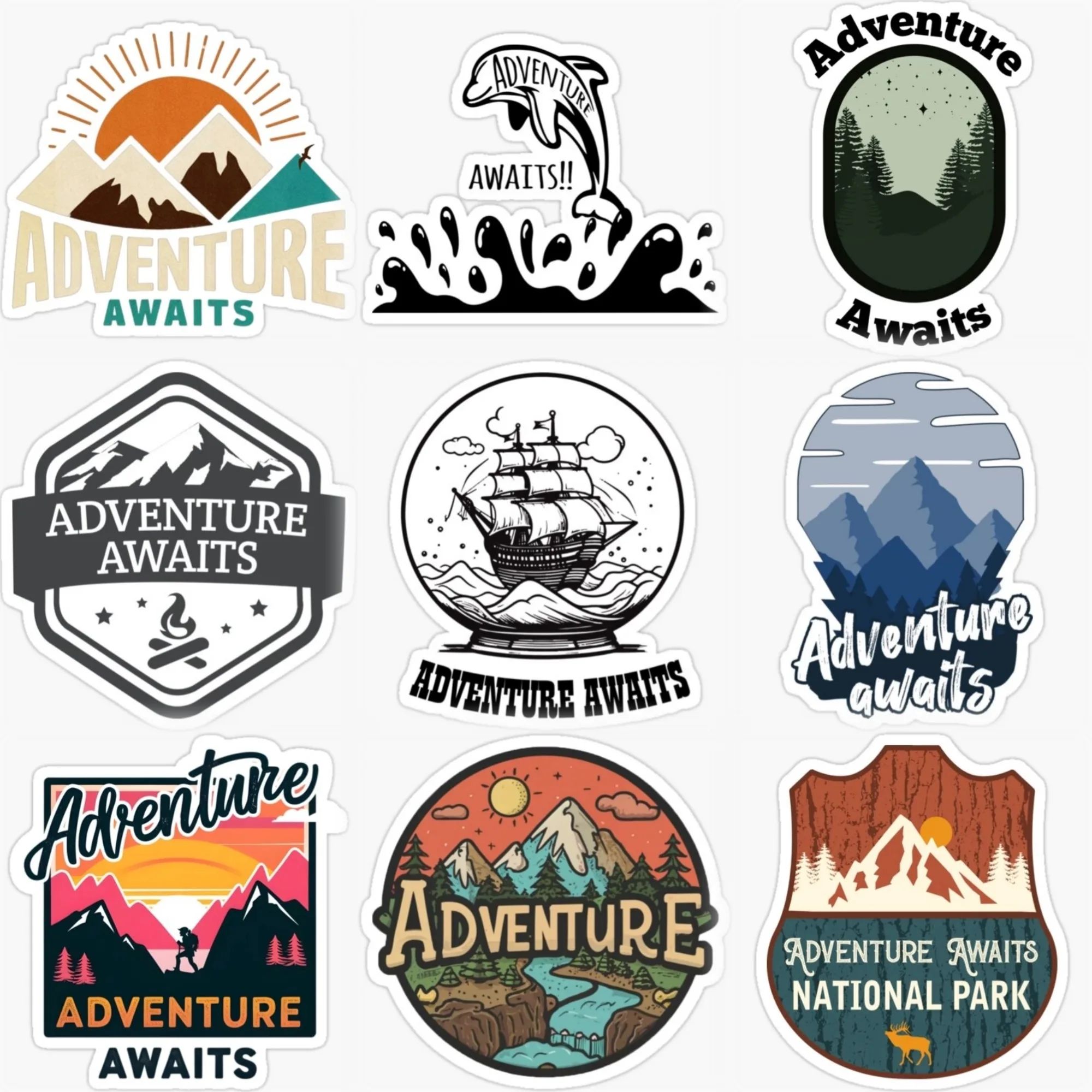 

Adventure Awaits Travel Camping Creative Sticker for Decorate Car Truck Bicycle Motorcycle Fridge Helmet Decal Accessories