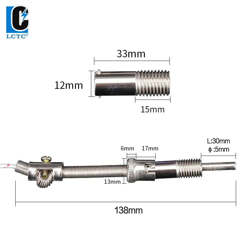 LCTC Temperature Sensor Needle K E Type Thermocouple Probe High Quality Compression Spring  1/2/3/4/5/6mm Wire