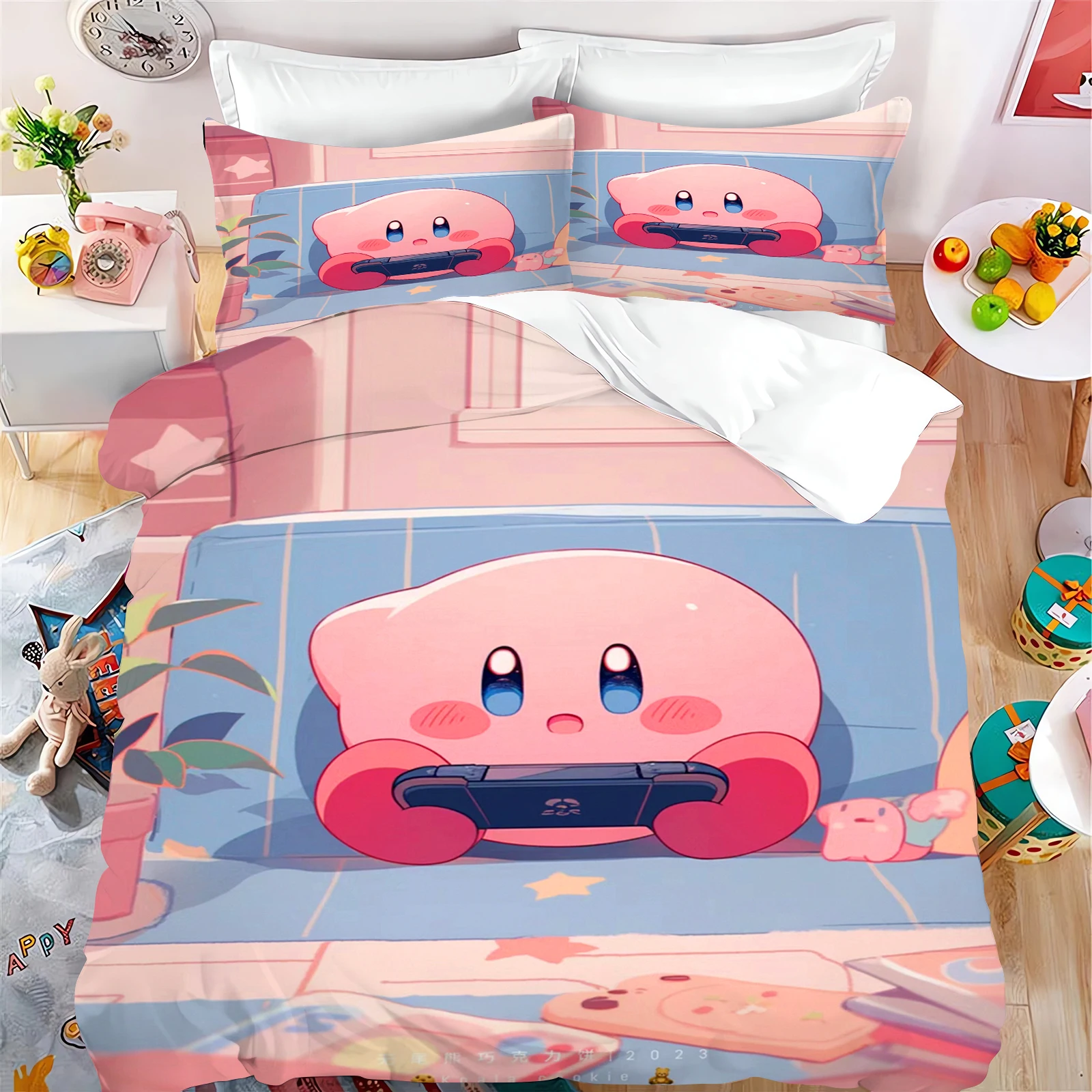 

Cartoon Kirby Quilt Cover Cute Printed Soft Breathable Bedding Custom Made Home Baby Bedroom Comforter Children Gift