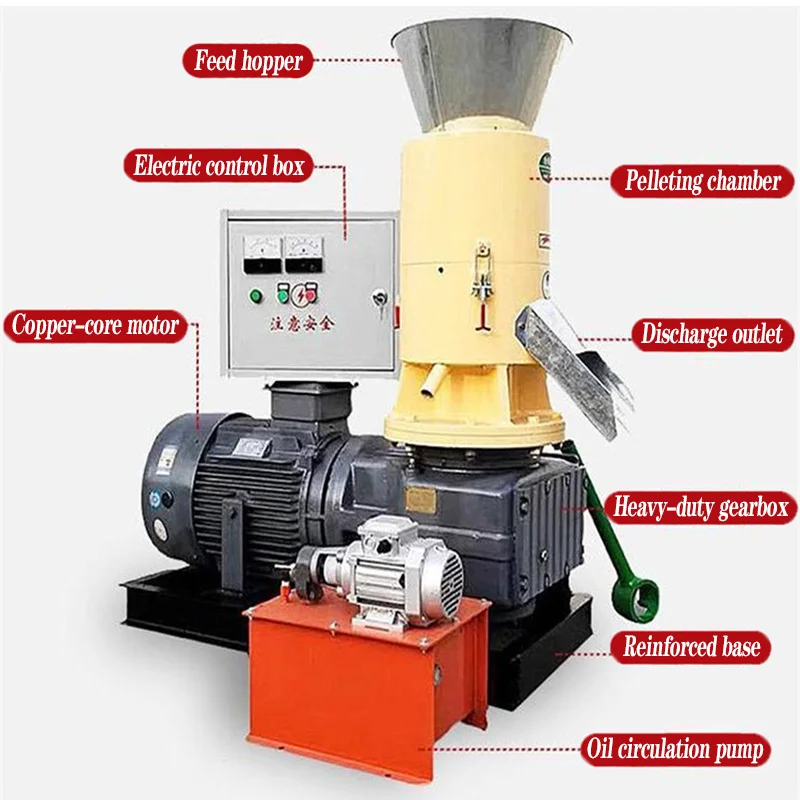 Automatic lubrication ring mold granulator wood pellet production line engine Energy saving and low energy consumption