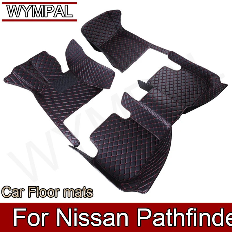 Car Floor Mats For Nissan Pathfinder R52 7seat 2014~2020 Auto Anti-dirt Pad leather Mat Rugs Pad Interior Parts Car Accessories