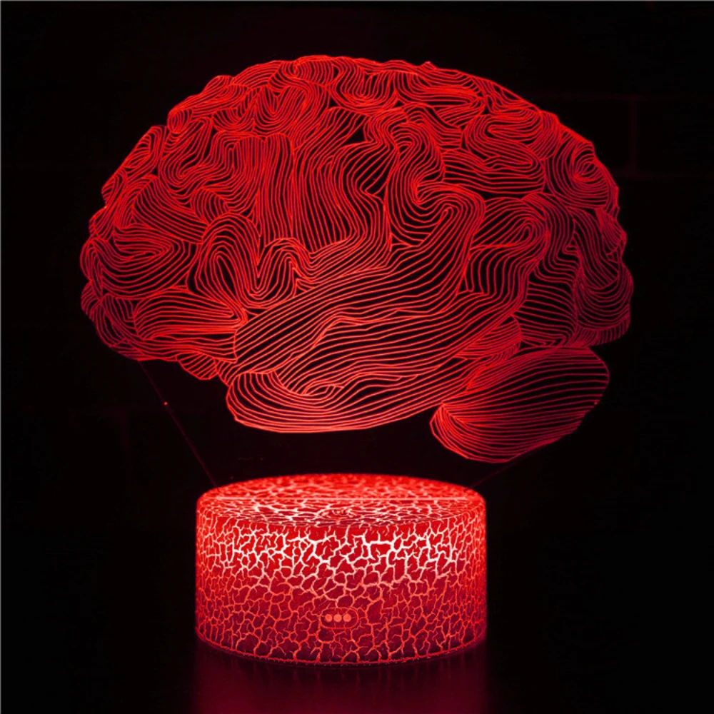 Nighdn 3D Brain Night Light 7 colori che cambiano USB Touch Decor lampada illusione ottica lampada bambini bambini regali di compleanno di natale