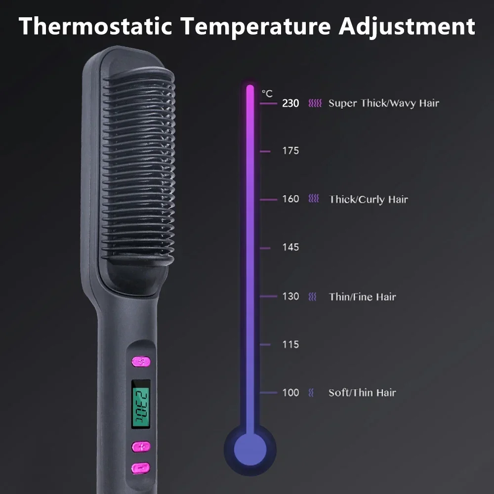 Electric Hair Straightener Comb Hot Comb Multifunctional Straight Negative Ion Anti-Scalding Styling Tool Straightening Brush