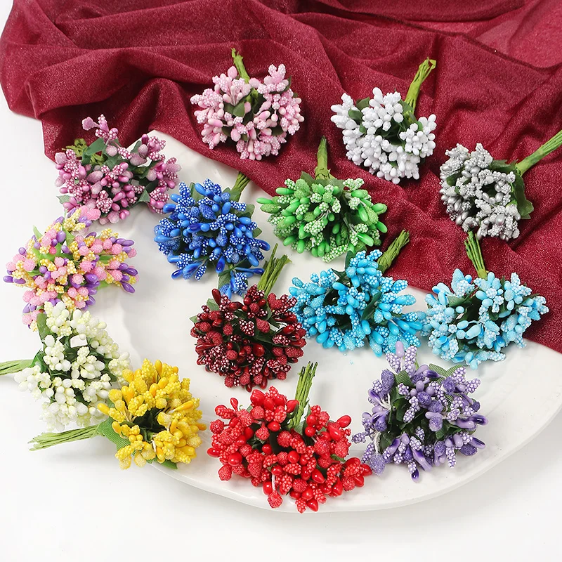 Artificial Flowers Stamen Bouquet for Home Room Decor Wedding Marriage Decoration Garland Mother\'s Day Gift Scrapbook Accessory