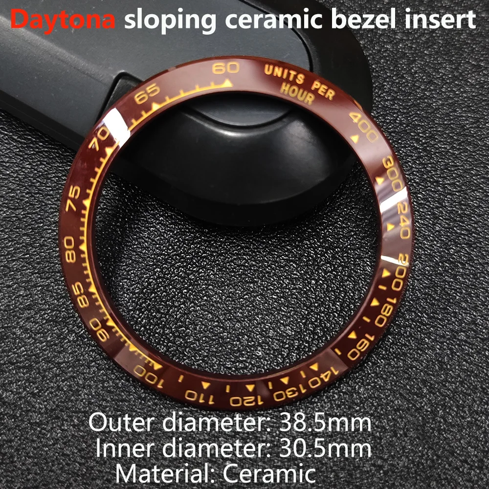 38.5MM Sloping Ceramic Bezel Insert Daytona Bezel No Luminous Watch Repair Parts Watch Accessories