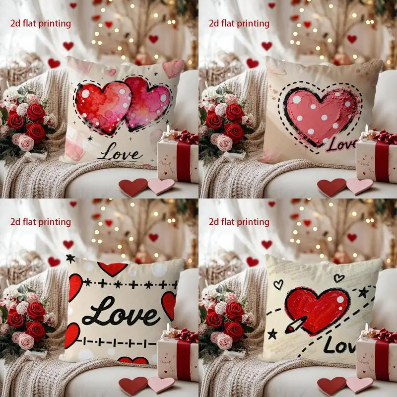 

Наволочка с узором в виде сердца для домашнего декора, чехол для подушки с рисунком романтического декора, подходит для дивана, спальни, автомобиля, наволочка