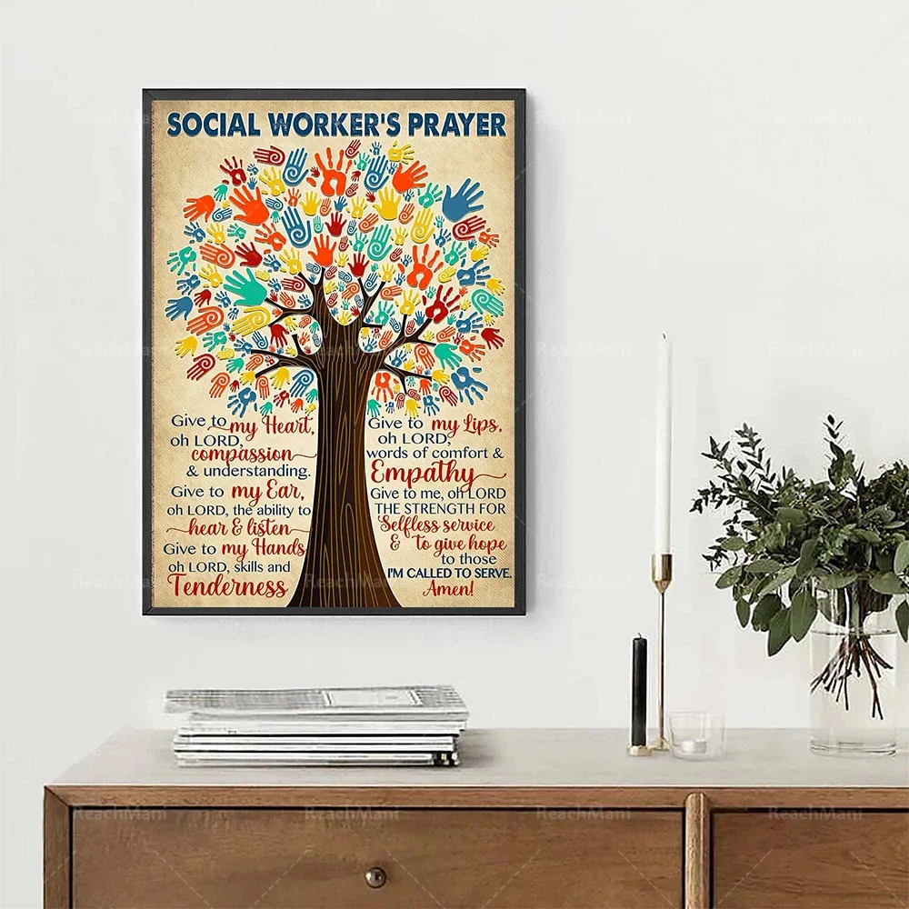 Social Worker Prayer Poster, Mental Health Awareness Vintage Poster, Mental Health Issues Poster, Social Worker Gift