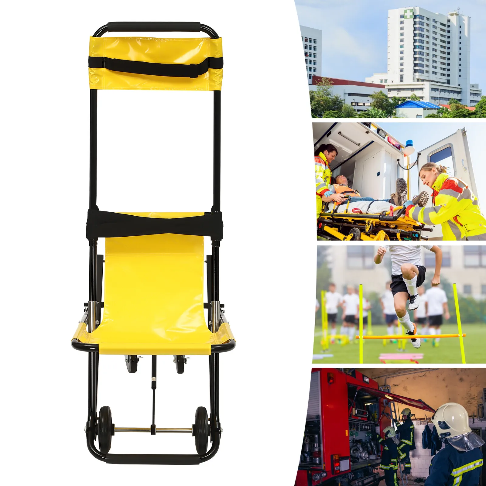 

Portable Folding Stair Chair 350LBS Capacity Aluminum Alloy Emergency Stretcher for Patient Transport First Aid Rescue