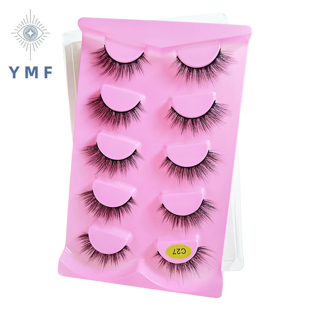 False Lashes 1Boxes 5 Pairs Natural 6D False Eyelashes Makeup Tool Fake Eye Lashes Faux Cils Make Up in Bulk