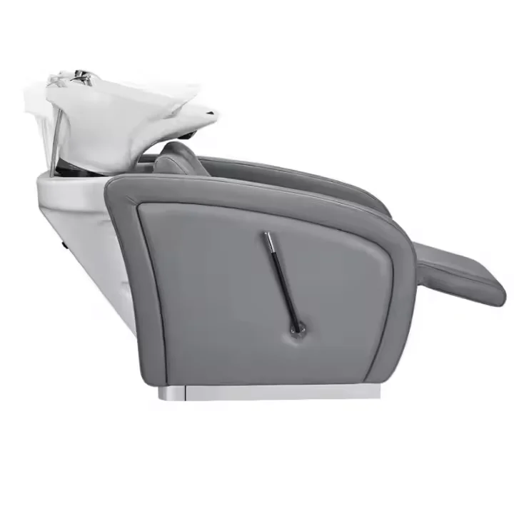 Comfortable Backwash Shampoo Station Chair Adjustable Ceramic Hair Wash Bowl With Chair For Barber Shop Beauty Salon Equipment