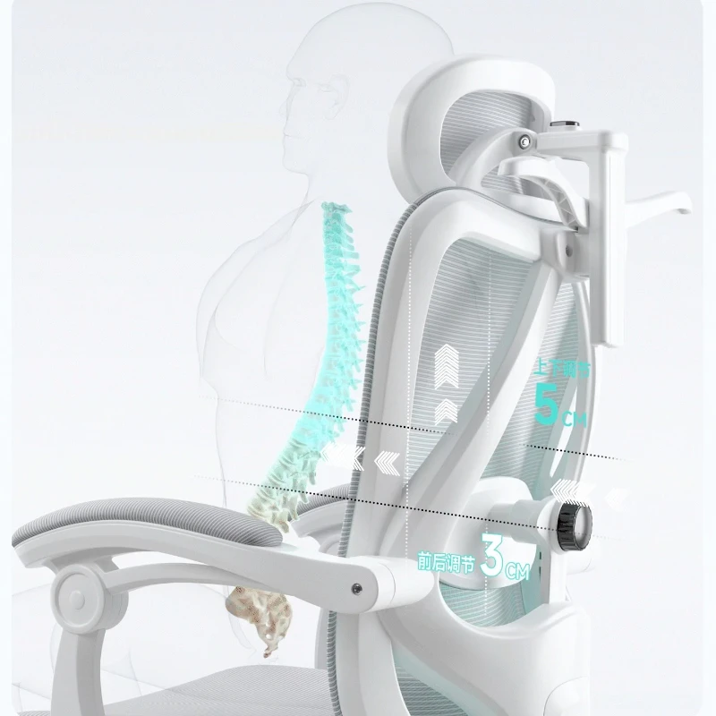 f*-Open Back Breathable Mesh Ergonomic Office Chair With Adjustable Headrest & Flip Up Armrest & Retractable Footrest-*