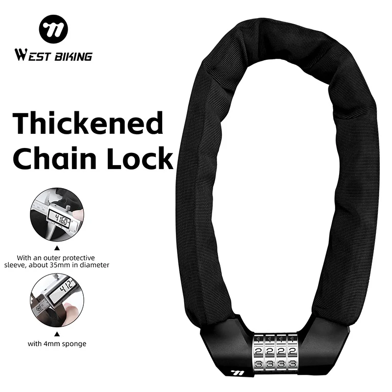 

4 Digit Password Bike Lock Carbon Steel Chain Lightweight Anti Theft for Bicycle Motorcycle E-Bike Scooter Security