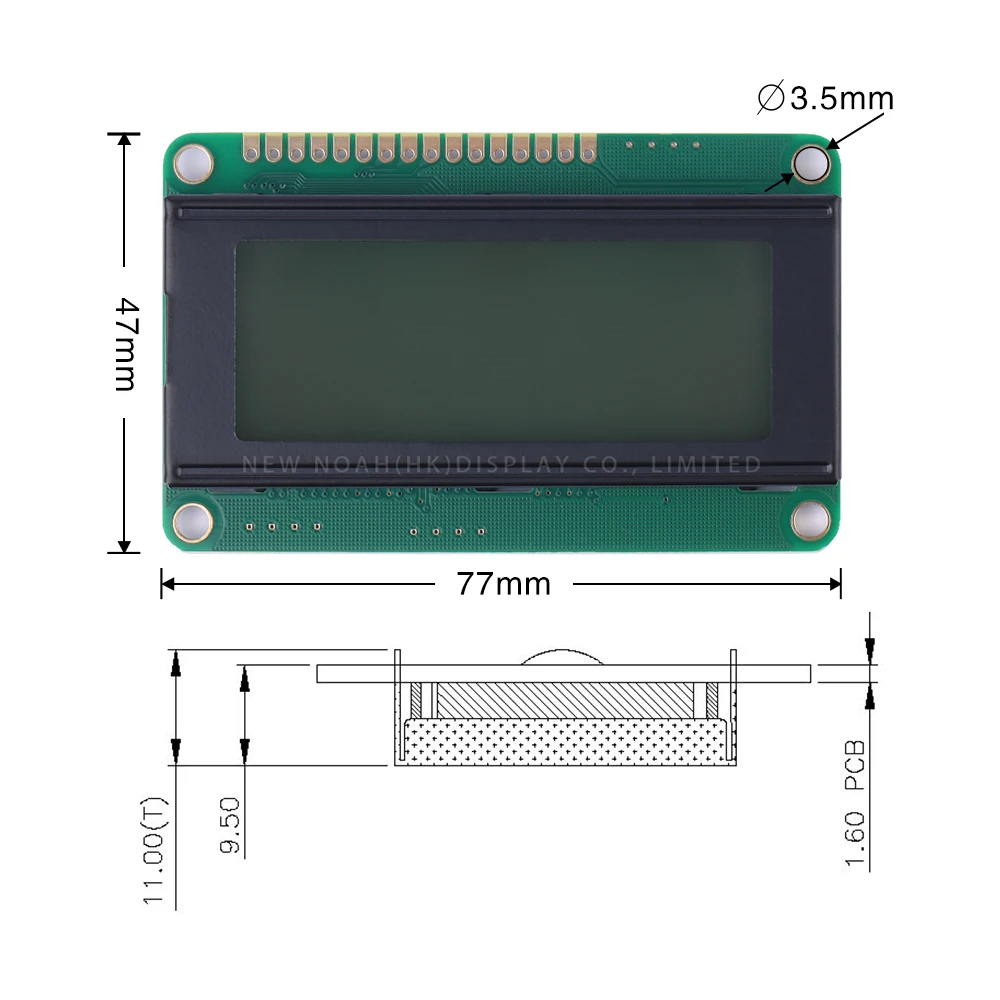 아이스블루 필름 블랙 문자 LCD 모듈 디스플레이 화면, 2004D 문자, 4x20, 4x20, 4002, 77x47mm, ST7066U, 다중 단어 도서관