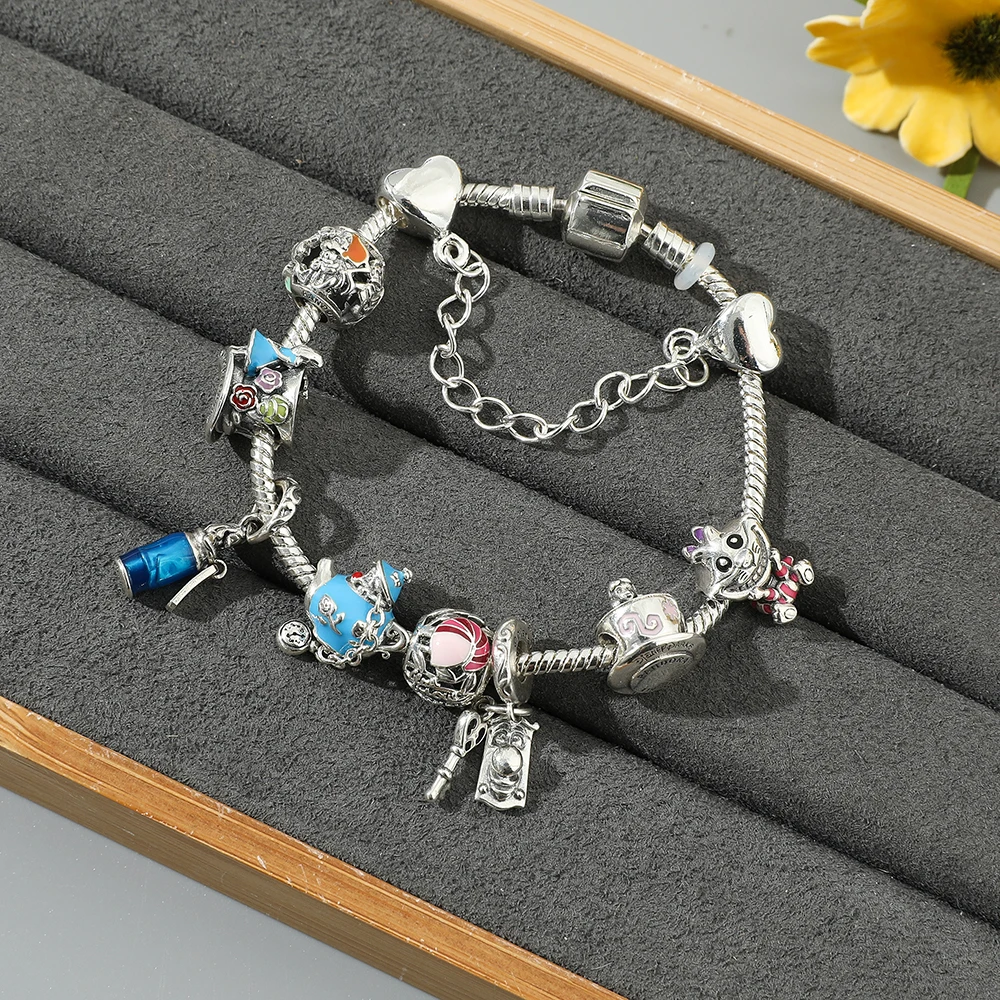 European and American fairy tale new product Alice in Wonderland combination pendant bracelet jewelry