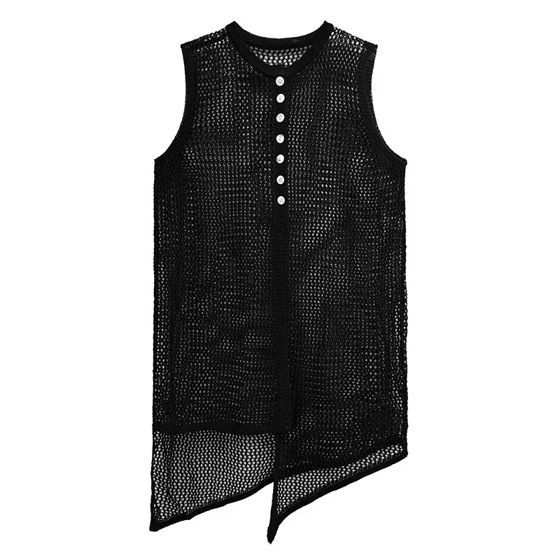 

French cardigan vest, high-end irregular hollowed out women's clothing, 2025 summer new loose thin fashion personalized top