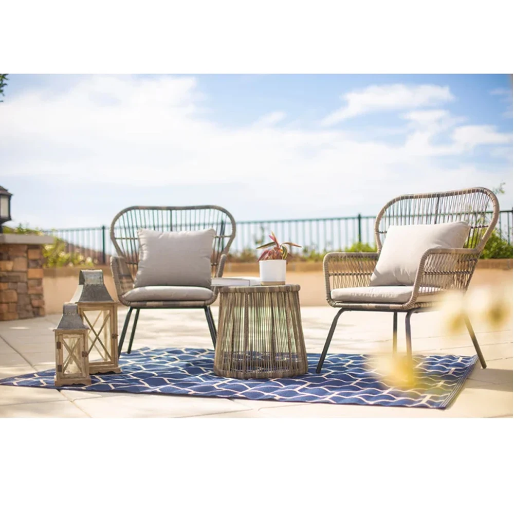 Balcony Set Brand New Outdoor Patio Rope Furniture Steel Bistro Rocking Set of 3 Outdoor Chairs Furniture