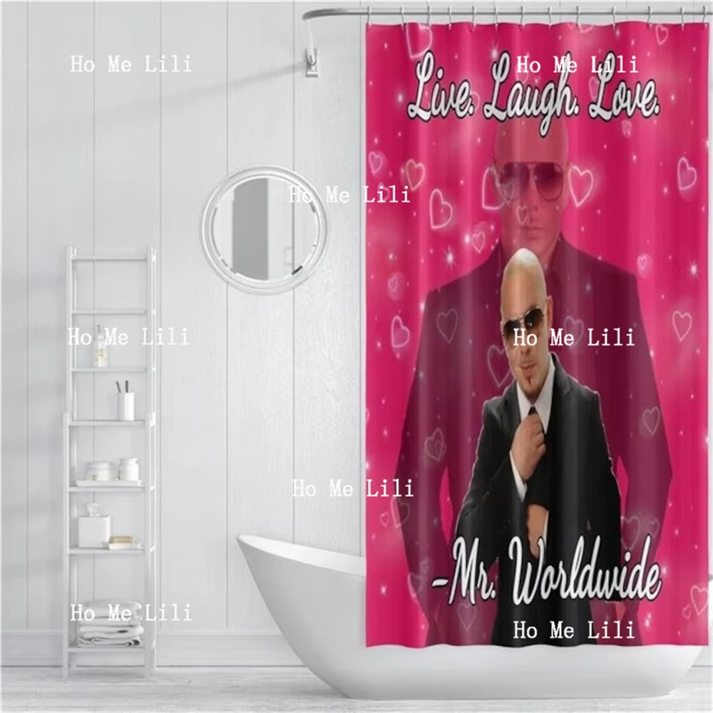 Funny Meme Shower Curtain Mr Worldwide Shower Curtain Live Laugh Love Pitbull Waterproof Fabric Bathroom Shower Curtain