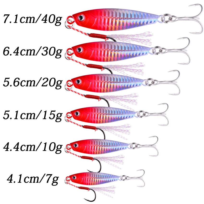 Leurre de pêche en métal dur, corps laser, appâts coulants, matériel de pêche à la carpe, Spinner Jig, 7g, 10g, 15g, 20g, 30g, 40g, eau salée