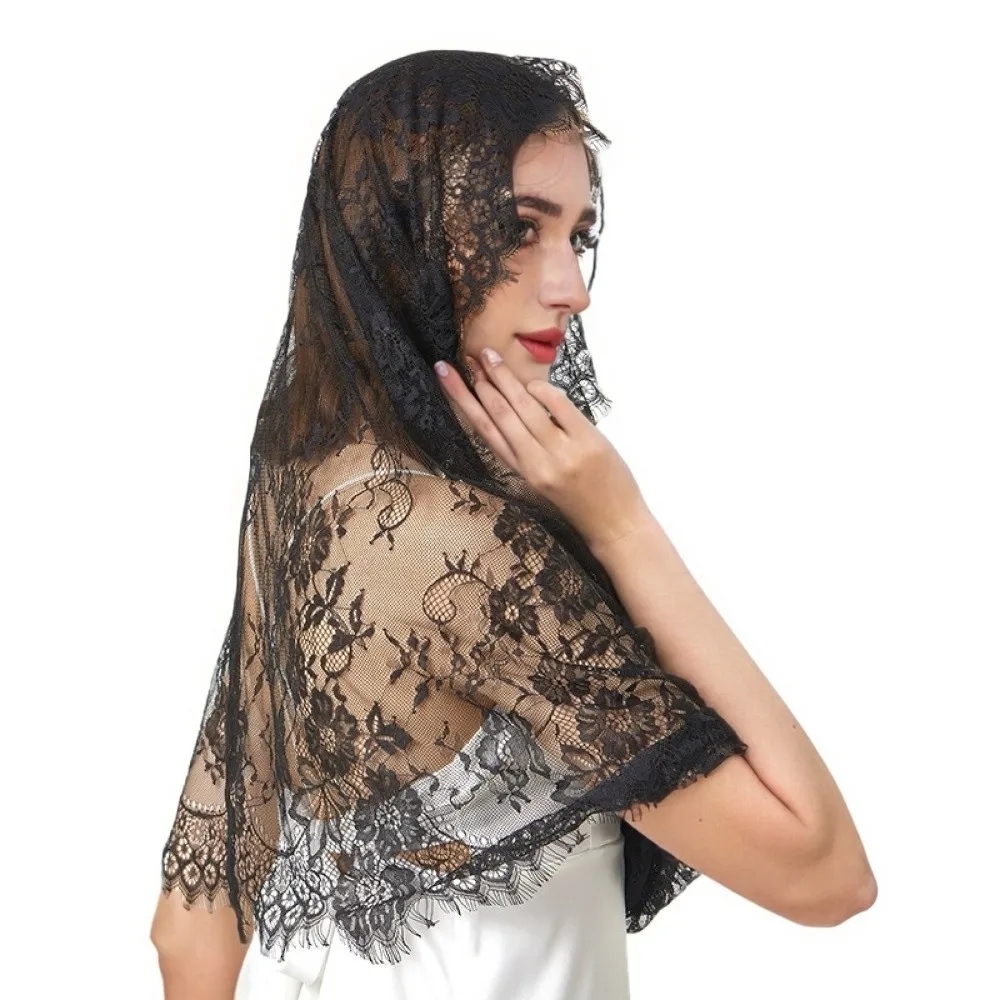 Holy Lace Fabric Women's Headwear Vintage Style Versatile Lace Shawl Elegant Bridal Veil Bridal Ceremony