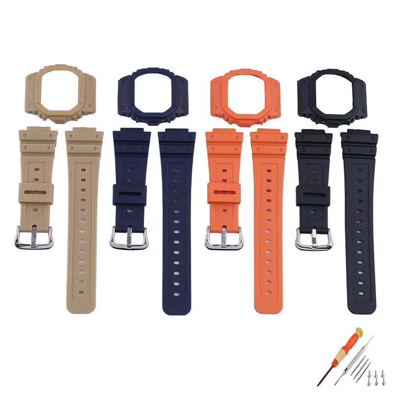 

16mm Resin watch band and case compatible for Casio DW-5600 5000 GWX-5600C GW-B5600 watch strap men women rubber sport wristband