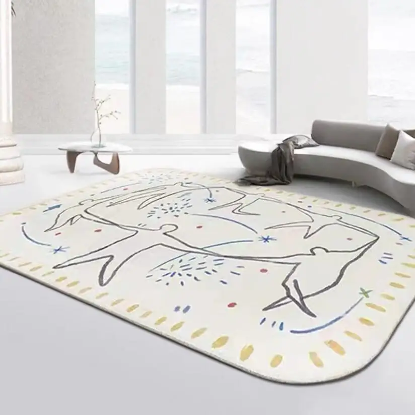 Cartoon Fleece Nordic Bedroom Mat American Retro Carpets Large Area Living Room Decoration Rugs Cloakroom Lounge Rug Washable