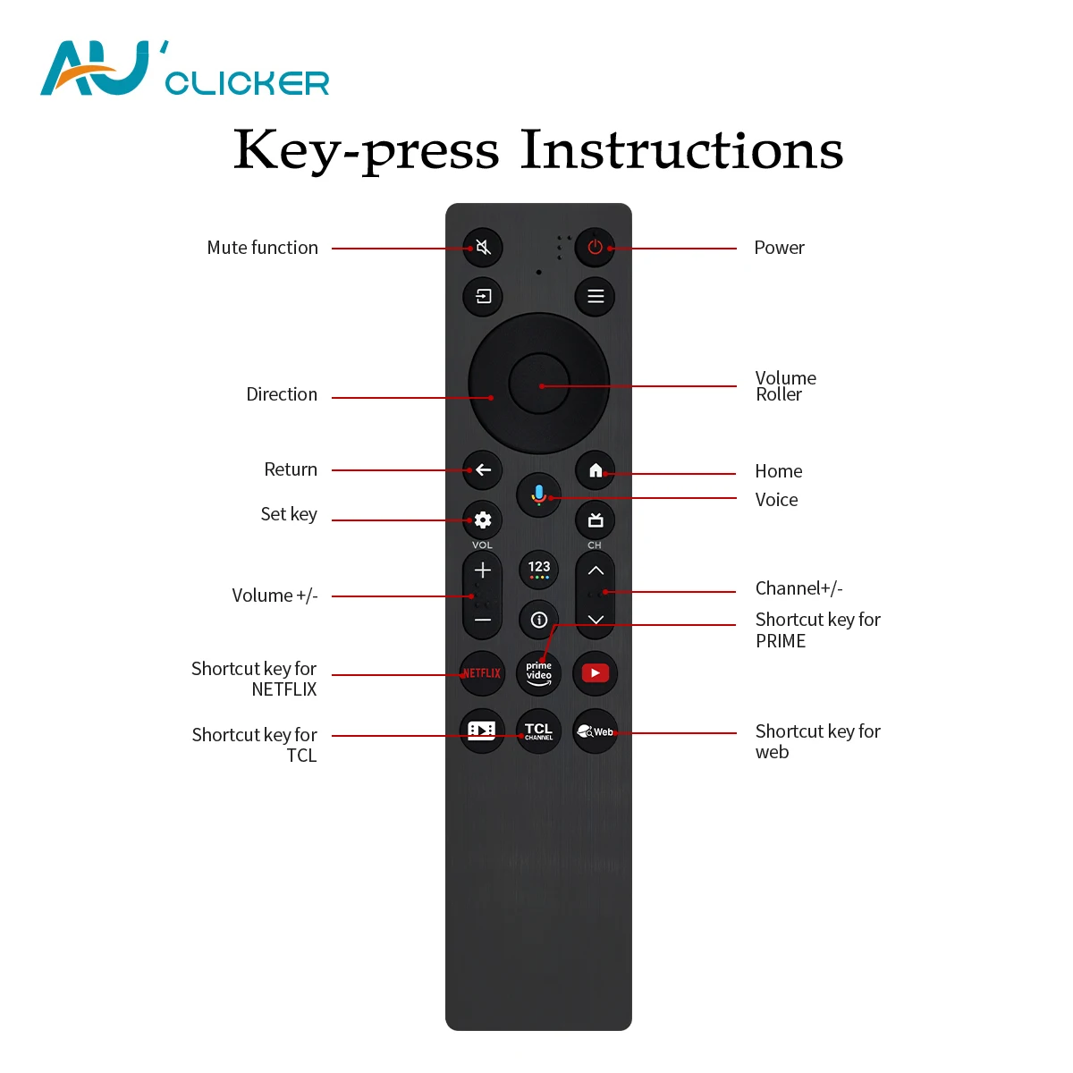 Control Remoto de Voz RC813A FMB1 de Repuesto Compatible con TCL 55/65/75 C755 P71K P81K P61K S51K C61K Series Smart OLED TV