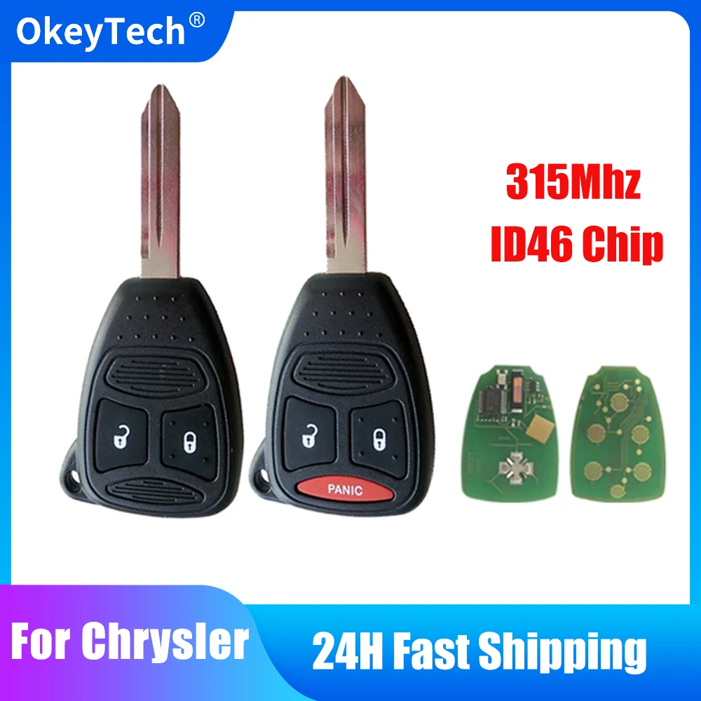 

OkeyTech for Chrysler 300 300C Pacifica Stratus Dodge Jeep Cherokee Grand Car Remote Key 315Mhz ID46 Transponder Chip Blanks