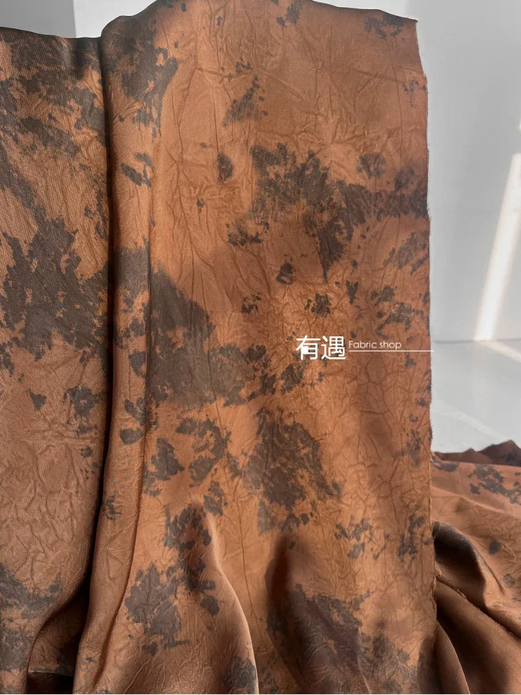 Brown Brown Polyester Fabric Tie Dye Diy Bag Jacket Clothing Cloth Diy Apparel Sewing Fabrics By The Meter Material