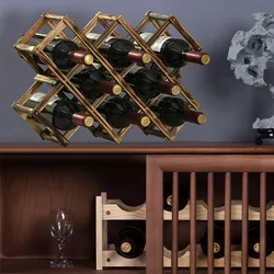 1PC can be stacked free-standing wine rack, very suitable for home bar display, multifunctional 3/5/10 bottle rack