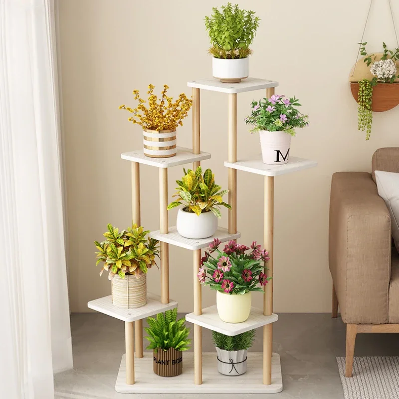 Plant Stand Wooden Storage Shelf 4/5/6/7/9 Tier Flower Shelf Planter Rack Indoor Display Multiple Flower Pot Outdoor Furniture