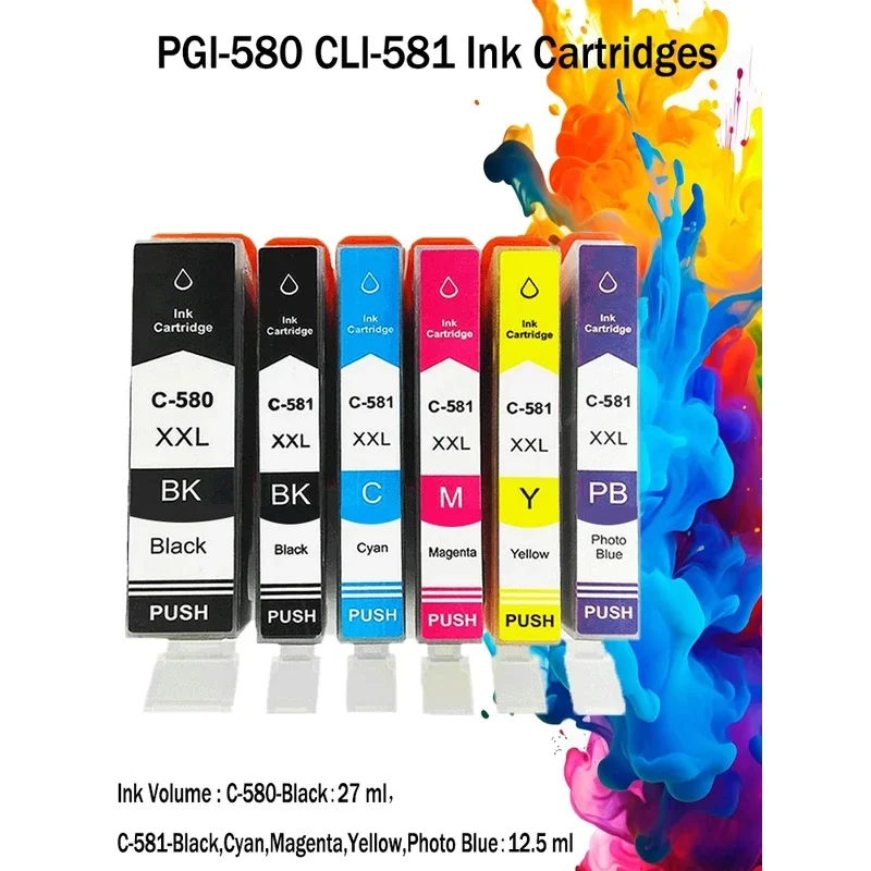 PGI 580 CLI 581 Premium Ink Cartridges for Canon PIXMA TS705 TR7550 TR8550 TS6150 TS8150