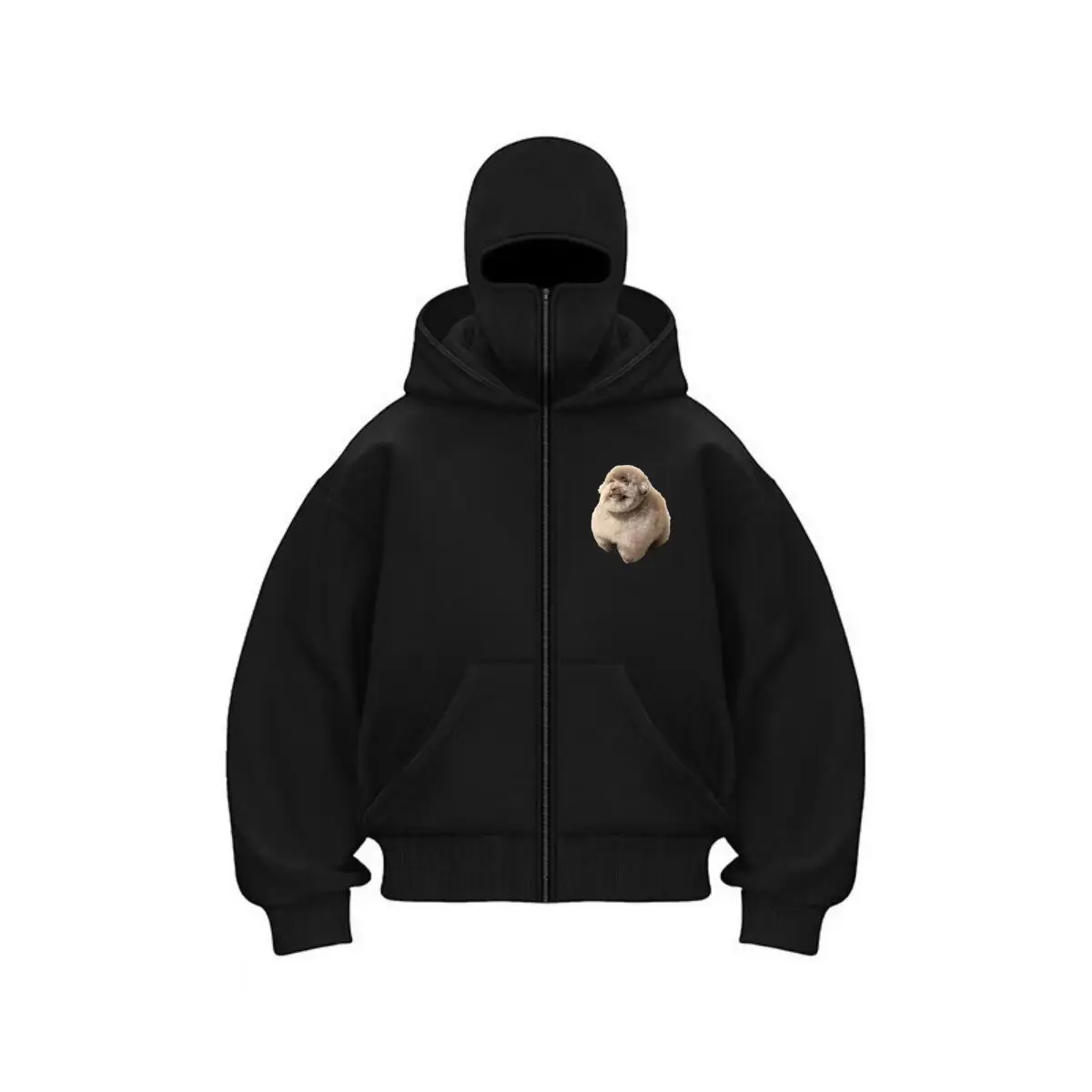 Cute Dog Adorable Pet Graphic Art Unisex Double Hooded Fall Winter Men Clothing Masked Outfit