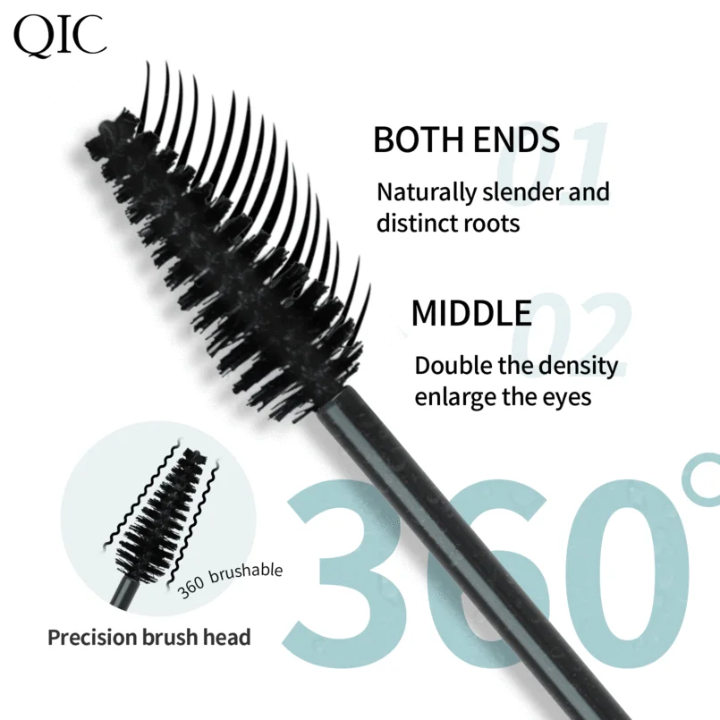 Qic Zwarte Mascara Curling Wimper Verlenging Mascara Wimpers Dikke Make-Up Wimpers Cosmetica Pen Oog Make-Up Borstel Tool