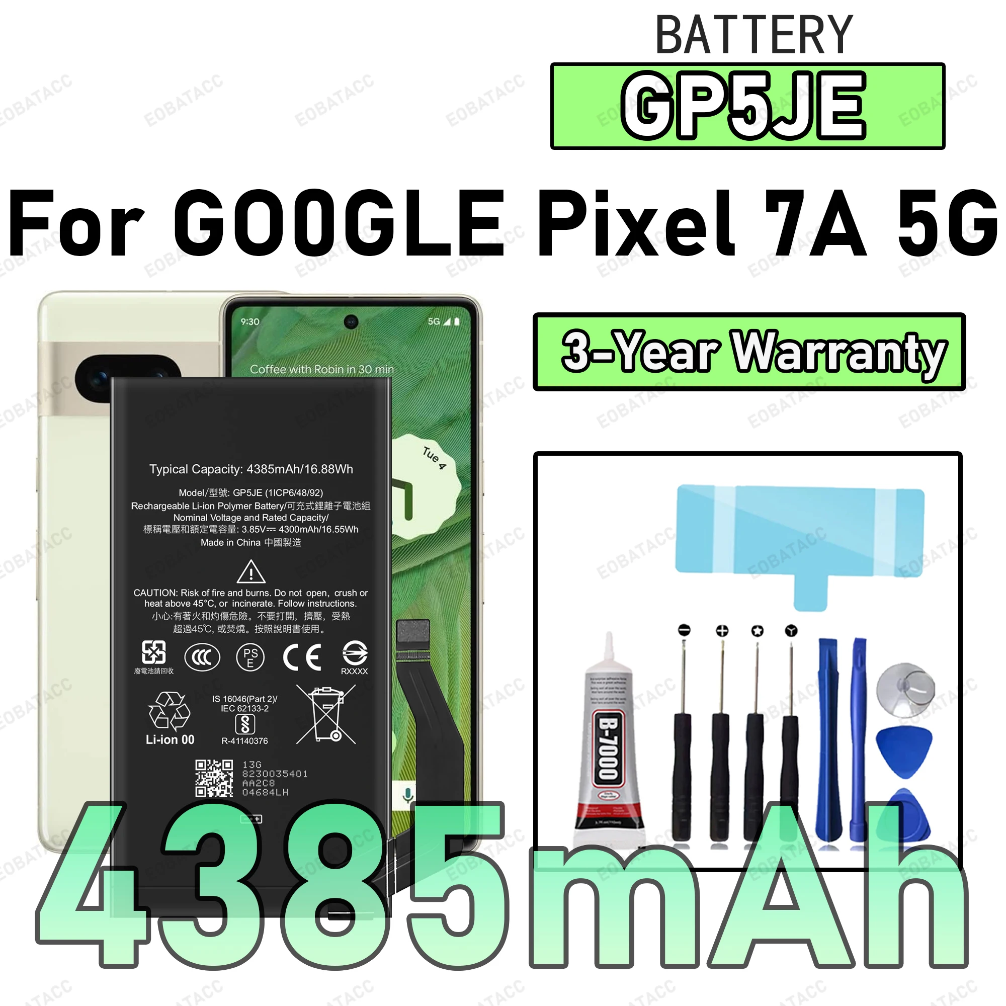 

100% New Zero Cycle GP5JE Battery For GOOGLE Pixel 7A 5G Phone Replacement Bateria +Free Tools