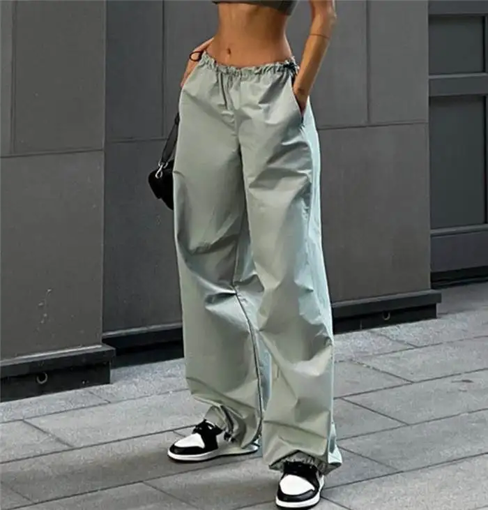 Losse casual cargobroek dames wijde pijpen casual comfortabele straat Sle l taille lange rechte pijpen broek herfstseizoen