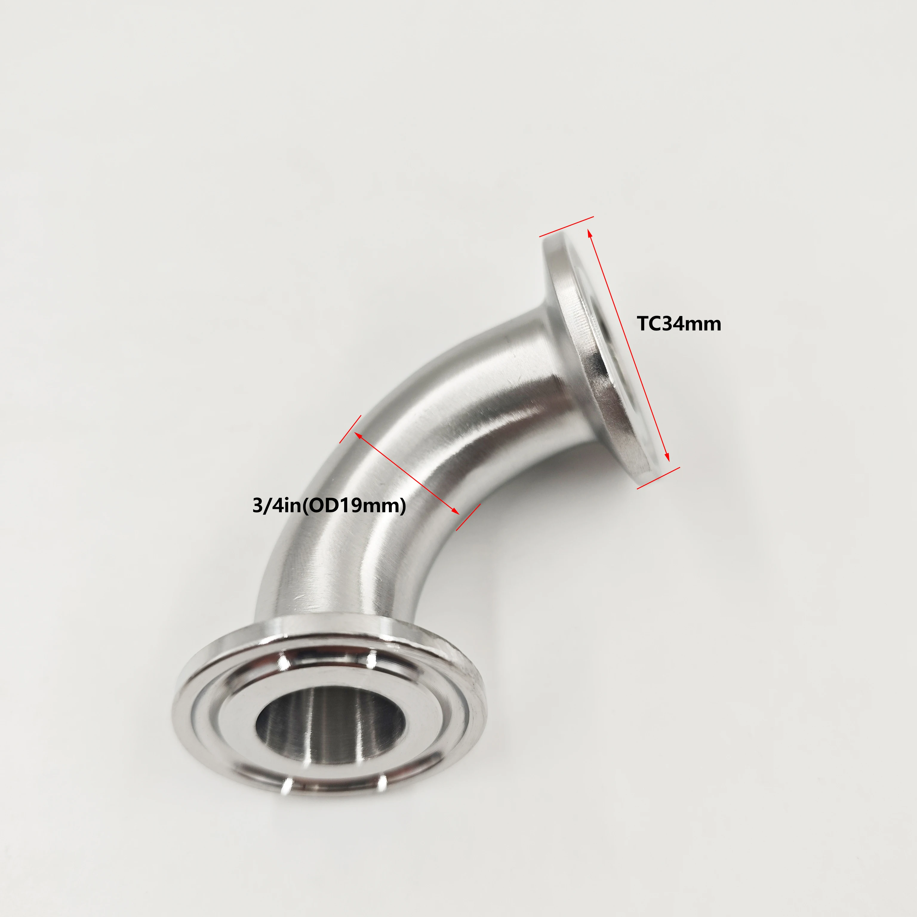 304 Stainless Steel TC34mm Tri Clamp Elbow, 3/4
