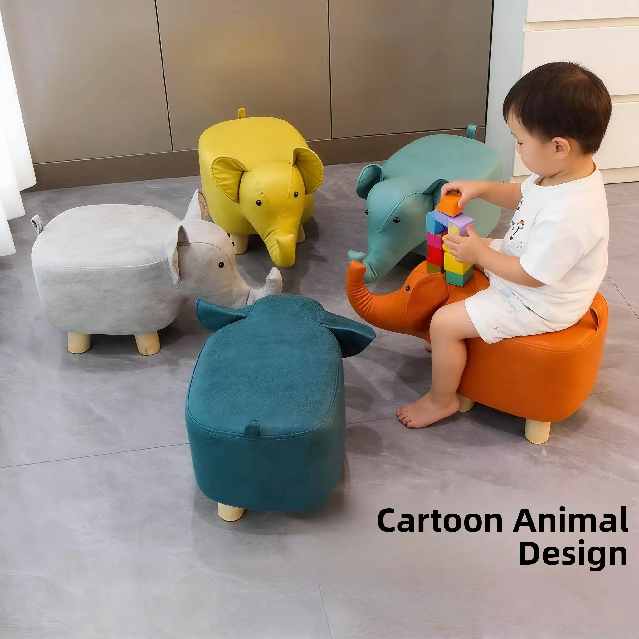  Wood Little Stool Cover Elephant Stool Children's Animal Stool Replacement Shoe Stool Home Use Small Stool Living Room ...