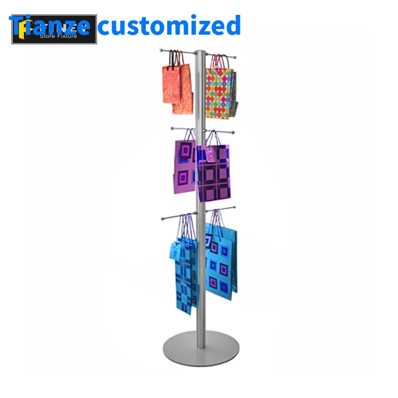 

(Customized)Standing Metal Shopping Tote Bag Display Stand Handbag Rack Retail Store Interior Design