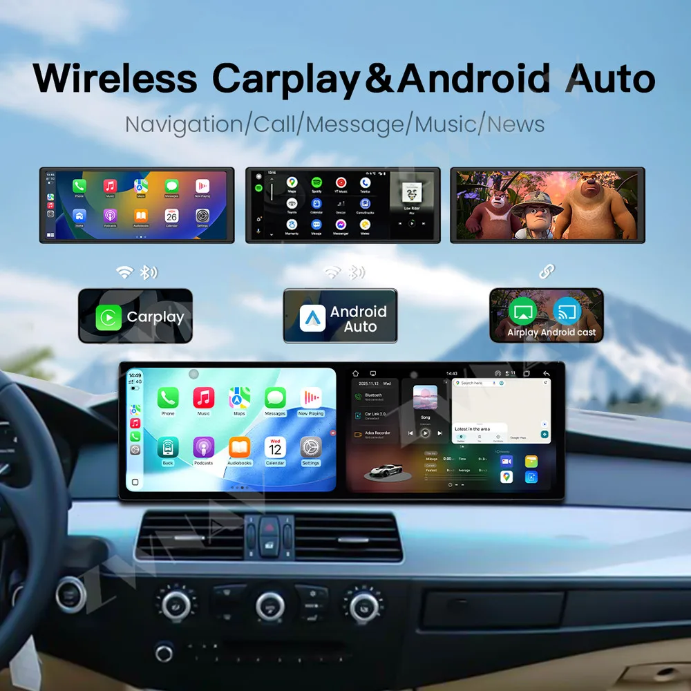 

18,2-дюймовый сенсорный экран Carplay, автомобильное радио для BMW 5 серии E60 2003-2009 CCC Android 15, GPS-навигация, мультимедийный плеер, головное устройство