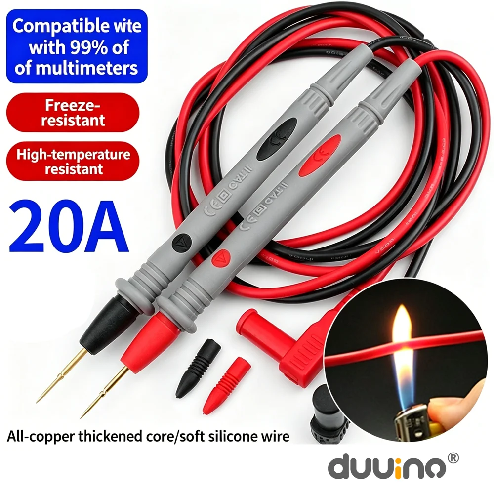 20A 1000V Multimeter Test Heads Needle Pin Digital Multi Meter Head Wire Pen Cable Kit Multimeter Voltmeter PVC Tester Kit