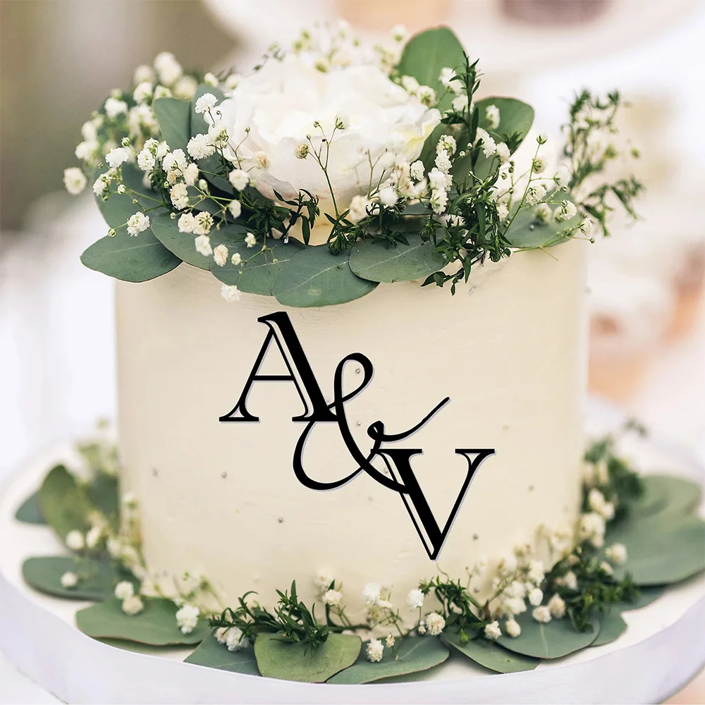 1PC Custom PMMA Cake Topper - Personalized Name Metallic Gloss Accessory | Laser Engraved Elegant Unique Gift for Celebrations