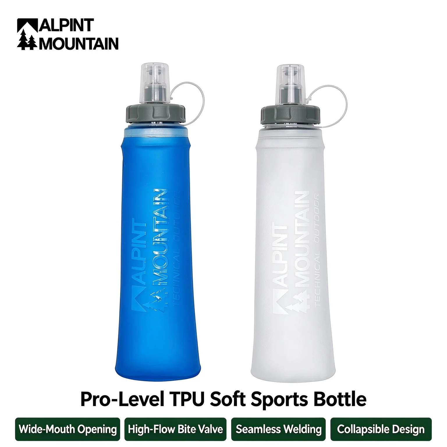 1pc 500ml Foldable Leak-Proof Soft Collapsible Water Bottle for Hydration Pack  BPA Free TPU, Lightweight Soft Flask For Running