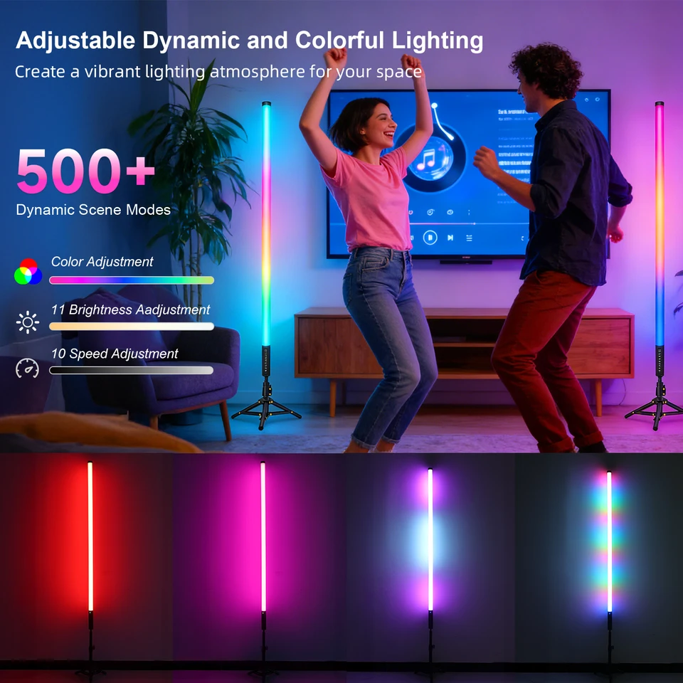 LUXCEO 4本セット 120cm LEDチューブ RGBムードライト ステージライト