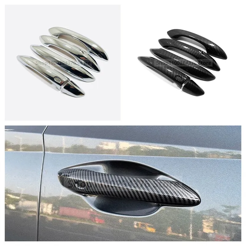 

For Hyundai Tucson 2021 2022 2023 NX4 New Carbon Fiber Chrome Car Door Handle Cover Decor Trim Sticker Styling Accessories