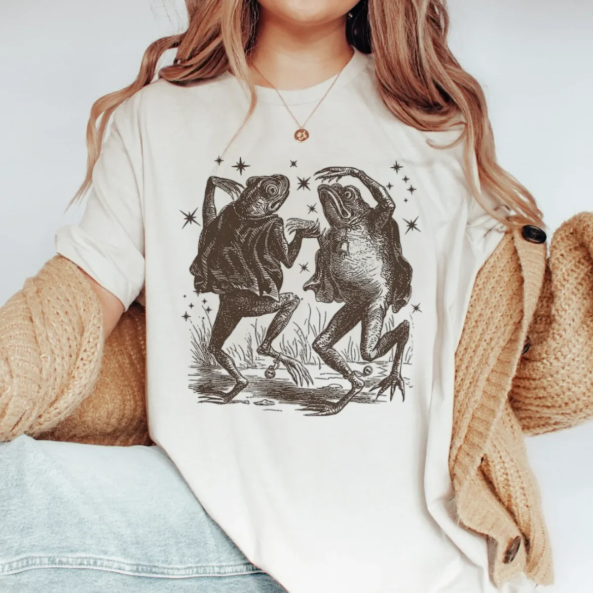 Harajuku retro 90s feminino simples estilo casual camiseta de manga curta impressa camiseta moda feminina sapo padrão camiseta