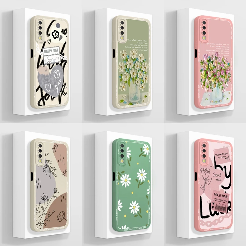 Case For Samsung Galaxy A7 (2018) Fresh Flowers Fashion Housing Soft Liquid Silicone Protection Cover For Galaxy A7 (2018) Coque