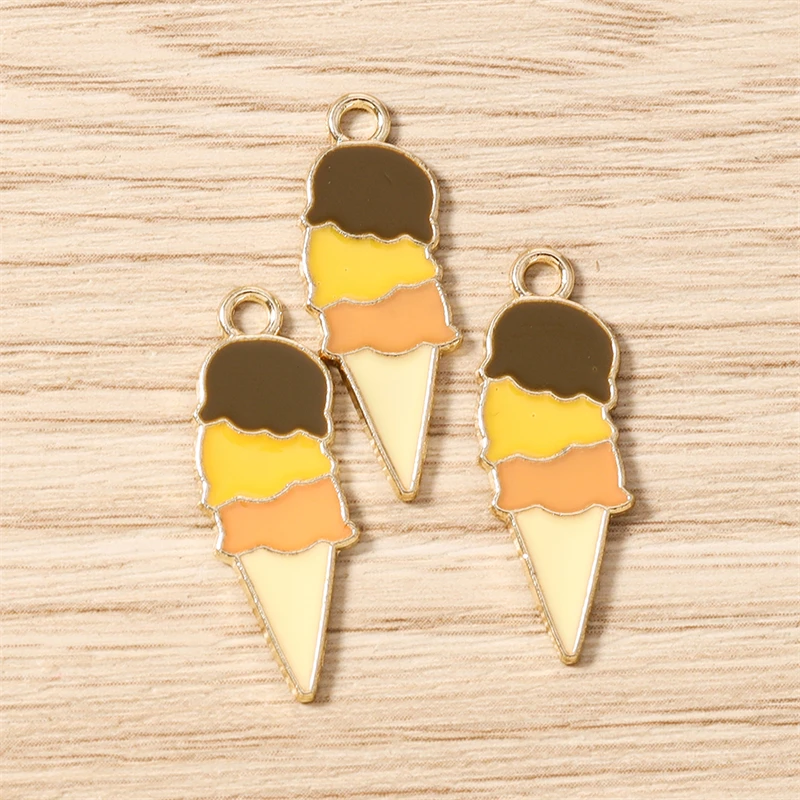 10 Stück 10x26mm Niedliche Emaille Sommer-Essen Eiscreme Charms Anhänger für Schmuckherstellung Ohrringe Halskette Armband DIY Bastelbedarf – Detail 9