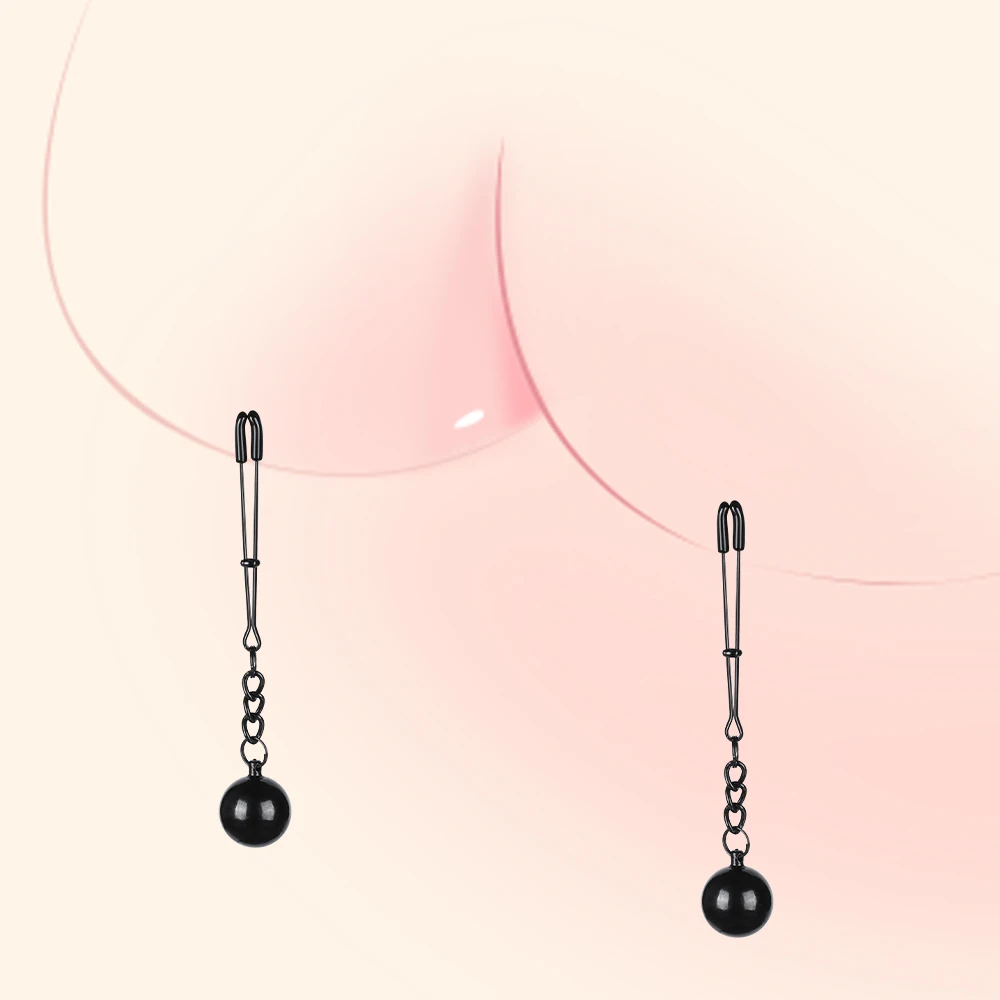 

Metal Weighted Slim Nipple Clamps Adjustable Metal Breast Clips with Pendants Non-Piercing Nipple Clips for Men Women Couples