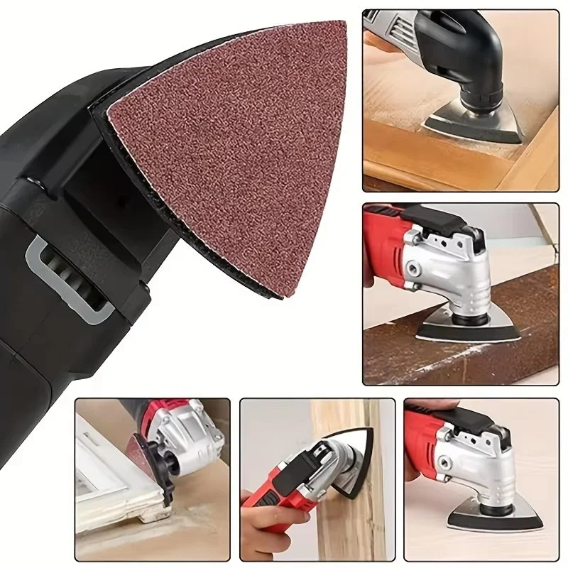 Disco abrasivo per superficie con spazzola opaca autoadesiva per carta vetrata triangolare da 10/60 pezzi 90 * 90 mm, adatto per la molatura del legno